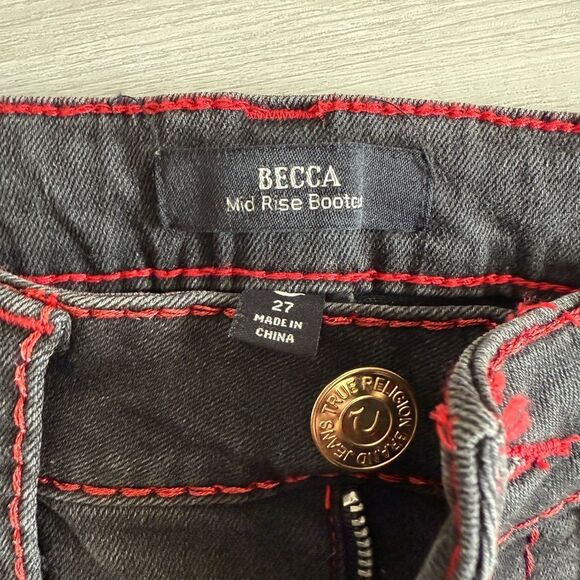 True Religion Becca Mid Rise Boot Cut Jeans Black Size 27 NWT - Picture 8 of 9